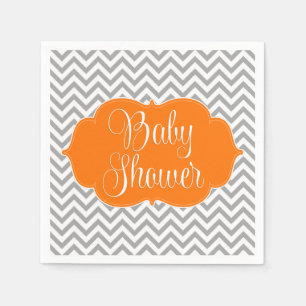 Modern Chevron Oranje grijs Baby shower Servetten