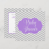 Modern Chevron Paars Grey Girl Baby shower Kaart (Voorkant / Achterkant)