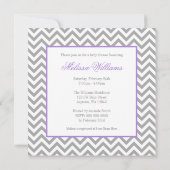 Modern Chevron Paars Grey Girl Baby shower Kaart (Achterkant)