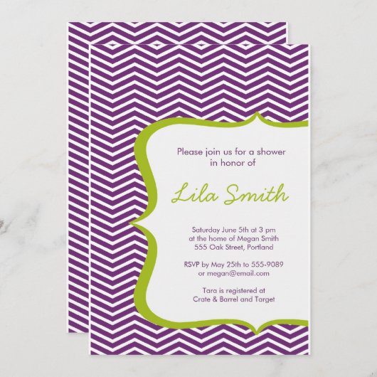 Modern Chevron Paarse Green Shower Kaart (Voorkant / Achterkant)