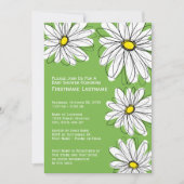 Modern Chevron-patroon en daisy Baby Girl Shower Kaart (Voorkant)