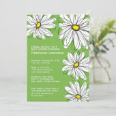 Modern Chevron-patroon en daisy Baby Girl Shower Kaart (Staand voorkant)