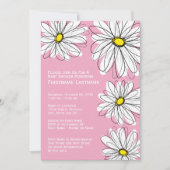 Modern Chevron-patroon en daisy Baby Girl Shower Kaart (Voorkant)