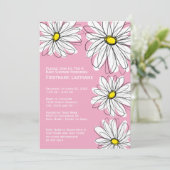 Modern Chevron-patroon en daisy Baby Girl Shower Kaart (Staand voorkant)