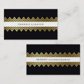MODERN CHEVRON PATROON trendy eenvoudig goud zwart Visitekaartje (Voorkant / Achterkant)