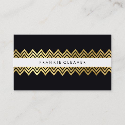 MODERN CHEVRON PATROON trendy eenvoudig goud zwart Visitekaartje (Voorkant)