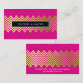 MODERN CHEVRON PATROON trendy goud helder roze Visitekaartje (Voorkant / Achterkant)