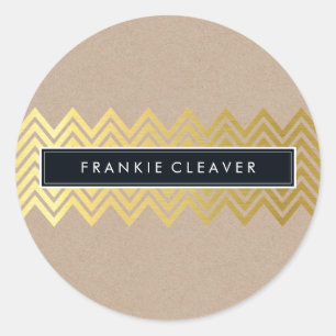 MODERN CHEVRON PATROON trendy gouden eenvoudige kr Ronde Sticker