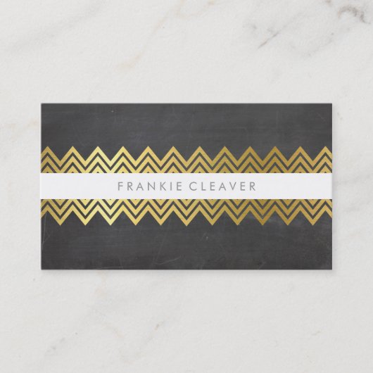 MODERN CHEVRON PATROON trendy stoere gouden krijtb Visitekaartje (Voorkant)