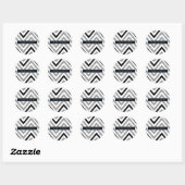 MODERN CHEVRON PATROON trendy zilveren glitter zwa Ronde Sticker (Vel)