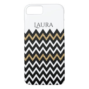 Modern Chevron patroon zwart wit & goud iPhone 8/7 Hoesje