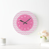 Modern Chevron Pattern Girly Pink Grote Klok (Huis)