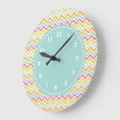Modern Chevron Pattern Girly Rainbow Grote Klok (Hoek)
