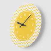Modern Chevron Pattern Girly Yellow Grote Klok (Hoek)