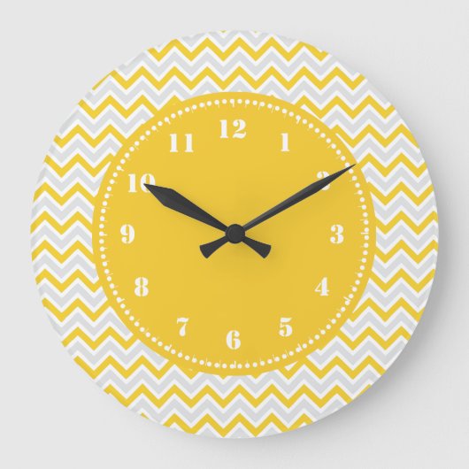 Modern Chevron Pattern Girly Yellow Grote Klok (Voorkant)