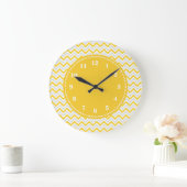 Modern Chevron Pattern Girly Yellow Grote Klok (Huis)
