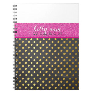 MODERN CHEVRON PATTERN goud glitter roze grijs Notitieboek