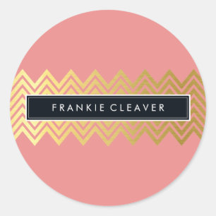 MODERN CHEVRON PATTERN trendy Gold simpel koraal Ronde Sticker