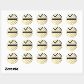MODERN CHEVRON PATTERN trendy gouden folie zwart Ronde Sticker (Vel)