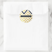 MODERN CHEVRON PATTERN trendy gouden folie zwart Ronde Sticker (Tas)