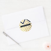 MODERN CHEVRON PATTERN trendy gouden folie zwart Ronde Sticker (Envelop)
