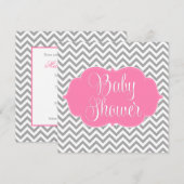 Modern Chevron Pink Grey Girl Baby shower Kaart (Voorkant / Achterkant)