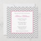 Modern Chevron Pink Grey Girl Baby shower Kaart (Achterkant)