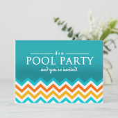 Modern Chevron Pool Party-uitnodigingen Kaart (Staand voorkant)