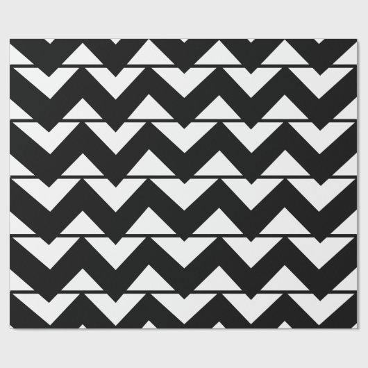 Modern Chevron Stripe Black en White Pattern Cadeaupapier (Vlak)