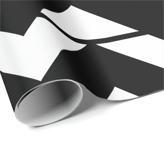 Modern Chevron Stripe Black en White Pattern Cadeaupapier (Rol Hoek)