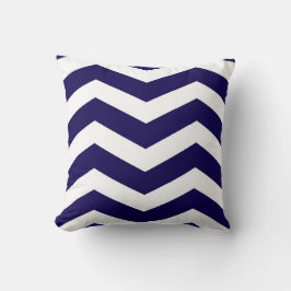 Modern Chevron Stripes in Cobalt Blue en White Kussen