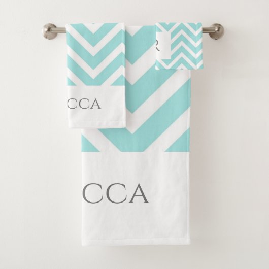 Modern Chevron Stripes Monogram Bathroom Towel set Bad Handdoek (Insitu)