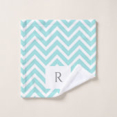 Modern Chevron Stripes Monogram Bathroom Towel set Bad Handdoek (Wasdoekje)