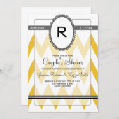 Modern Chevron-uitnodiging met Monogram Kaart (Voorkant / Achterkant)