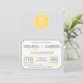 Modern Chevron Wedding Invitation Yellow Kaart (Staand voorkant)