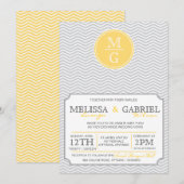 Modern Chevron Wedding Invitation Yellow Kaart (Voorkant / Achterkant)
