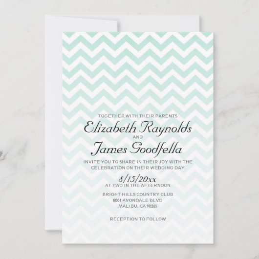 Modern Chevron Wedding Invitations Kaart (Voorkant)