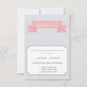 Modern Chevron Wedding Reply Card Pink RSVP Kaartje (Voorkant)