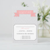 Modern Chevron Wedding Reply Card Pink RSVP Kaartje (Staand voorkant)