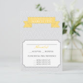 Modern Chevron Wedding Reply Card Yellow RSVP Kaartje (Staand voorkant)