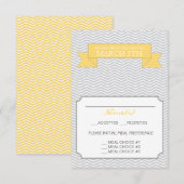 Modern Chevron Wedding Reply Card Yellow RSVP Kaartje (Voorkant / Achterkant)