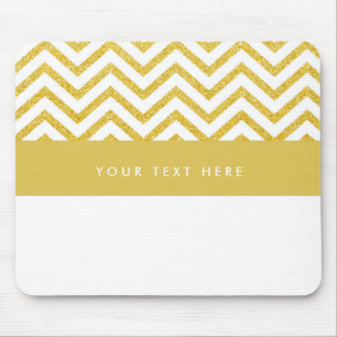 Modern Chevron White en Gold Trendy Muismat