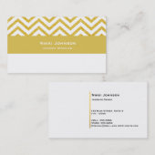 Modern Chevron Wit & Goud Glam Visitekaartje (Voorkant / Achterkant)