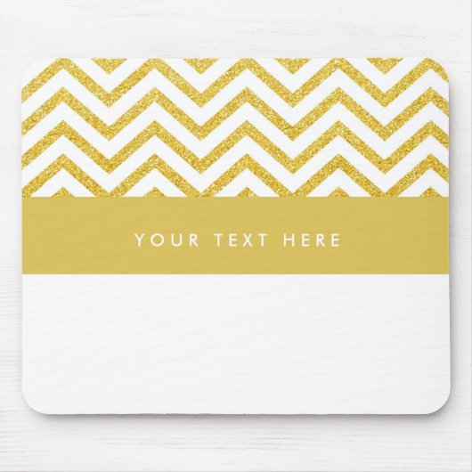 Modern chevron wit & goud trendy muismat (Voorkant)