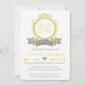 Modern Chevron Yellow Gray Birthday Invitation Kaart (Voorkant)