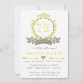 Modern Chevron Yellow Gray Birthday Invitation Kaart (Voorkant)