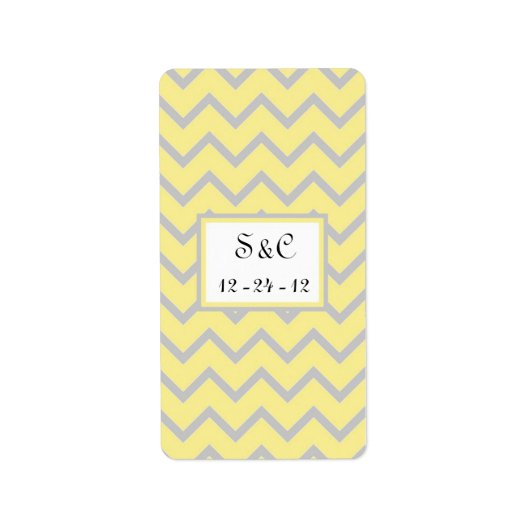 Modern Chevron Yellow/Gray Wedding Snoep Wrapper Etiket (Voorkant)