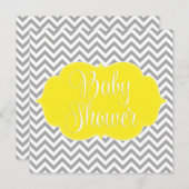 Modern Chevron Yellow Grey Baby shower Kaart (Voorkant / Achterkant)
