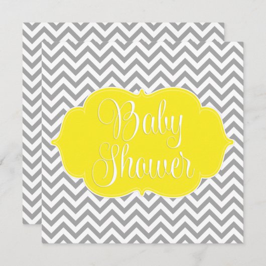Modern Chevron Yellow Grey Baby shower Kaart (Voorkant / Achterkant)