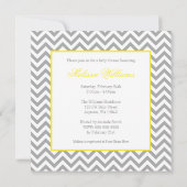 Modern Chevron Yellow Grey Baby shower Kaart (Achterkant)